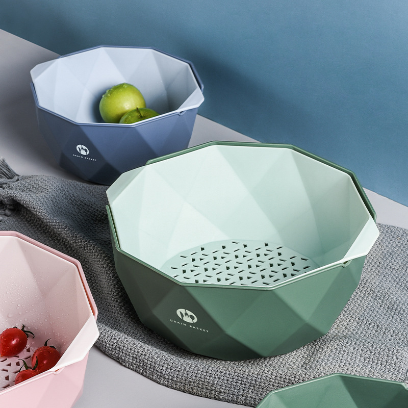 1PC Double Layer Washing Vegetable Fruit Baskets Plastic Drainage Basket - Image 3