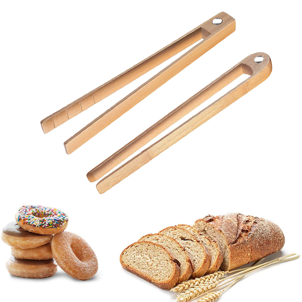2 Pieces Of Magnetic Bamboo Baking Wooden Tongs - Image 4