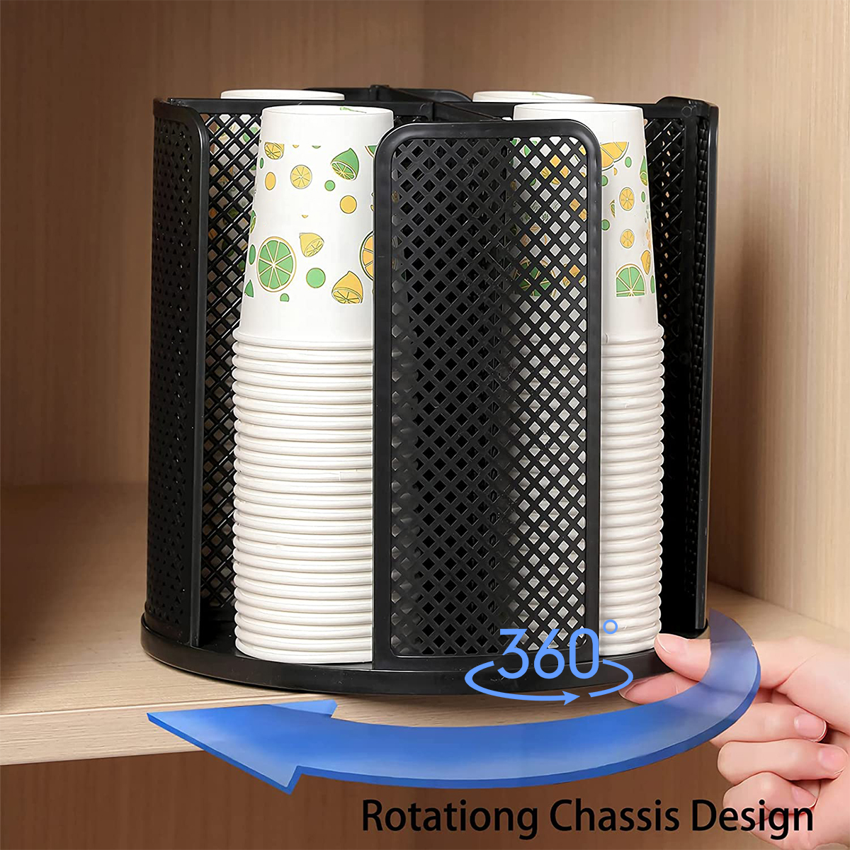 360° Rotatable Paper Cup and Lid Holder Plastic Cup Storage Organizer - Image 4