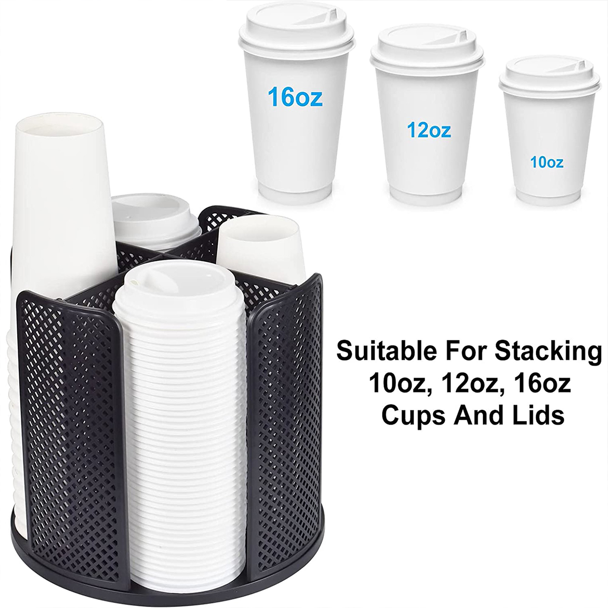 360° Rotatable Paper Cup and Lid Holder Plastic Cup Storage Organizer - Image 5