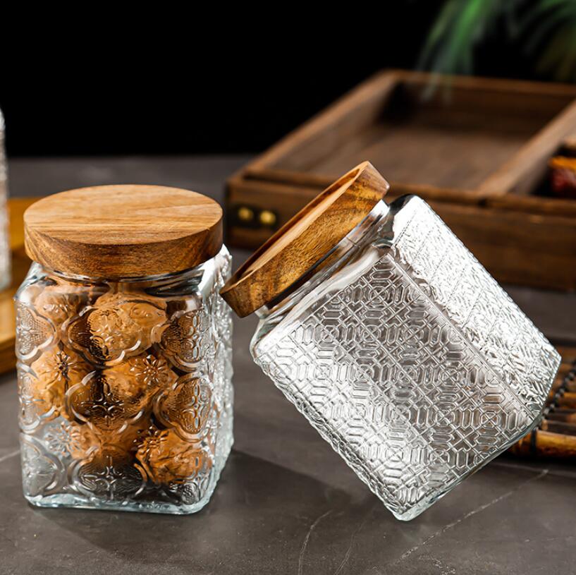 750ml Mason Candy Jar For Spices Glass Bamboo Cover Container Glass Jars - Image 2