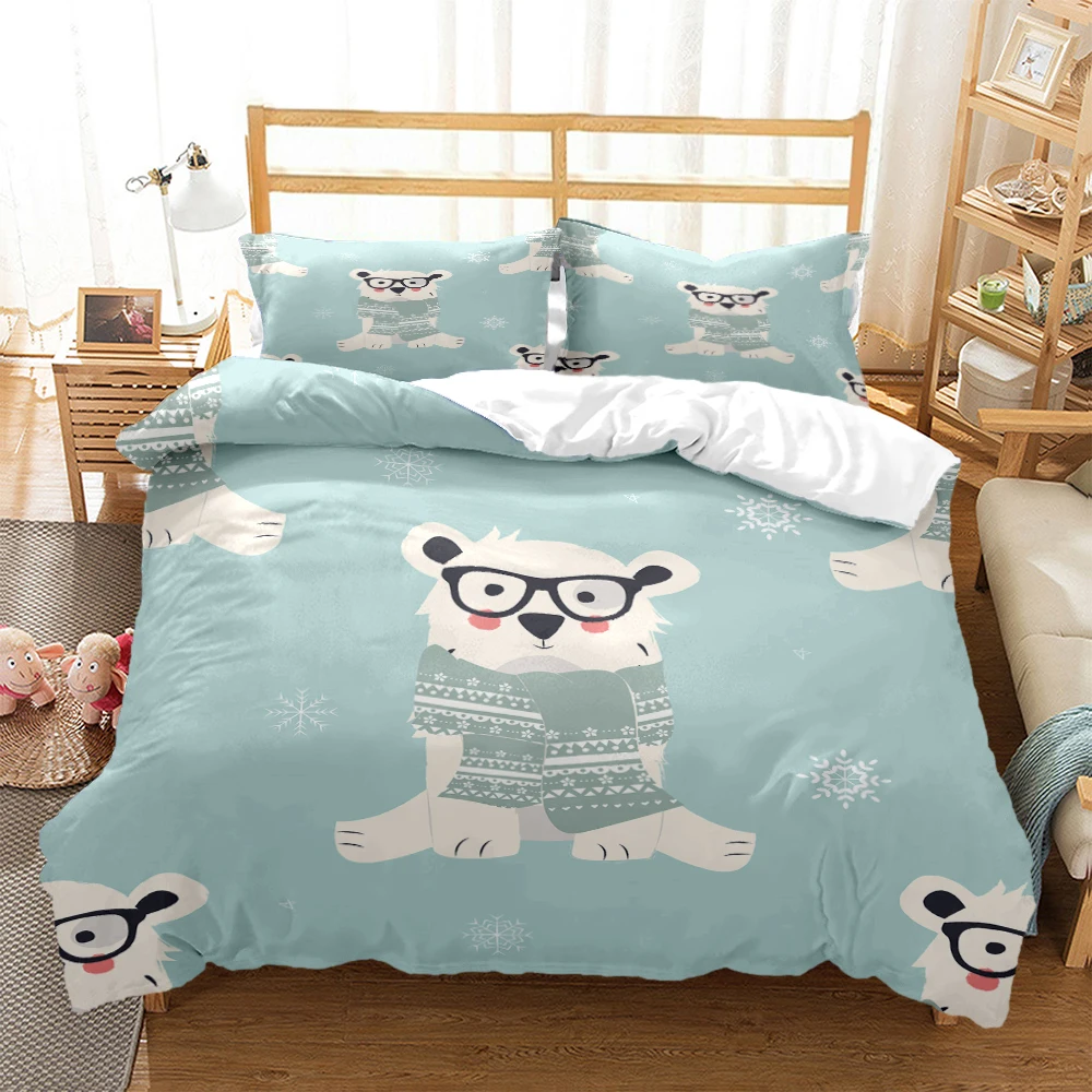 Cartoon Little Bear HD Print Bedding Set