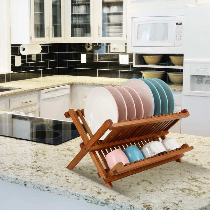 Dish Drainer Rack Collapsible 2 Tier Dish Rack