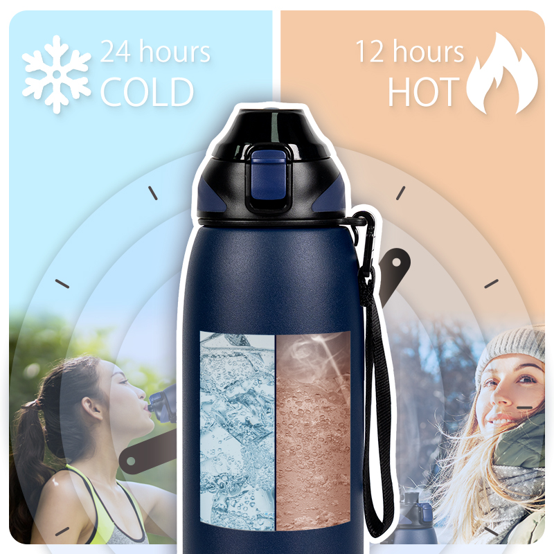 1L Stainless Steel Sports Tumbler Warm and Cold Drink Cup with Carry Bag - Image 2