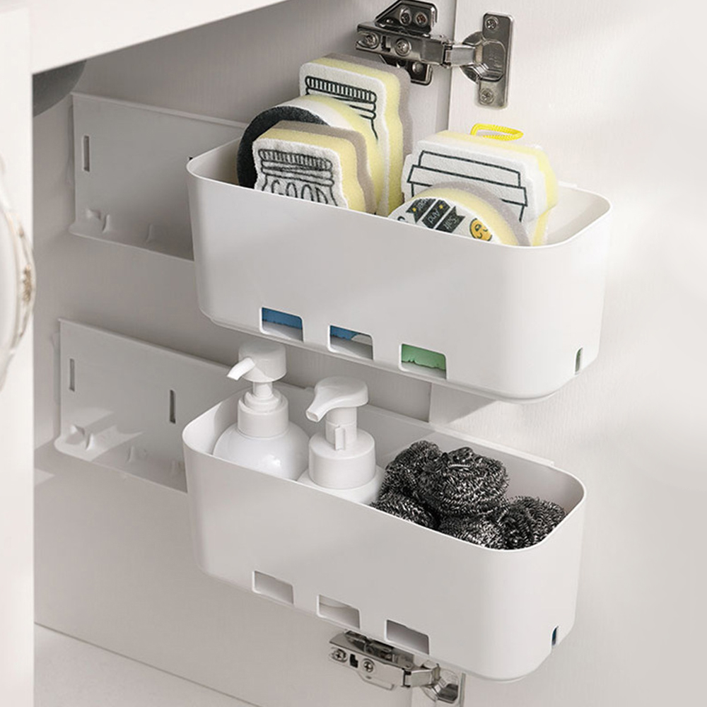 Multifunctional Kitchen Drawer Shelf Rack Wall-mounted No Punching