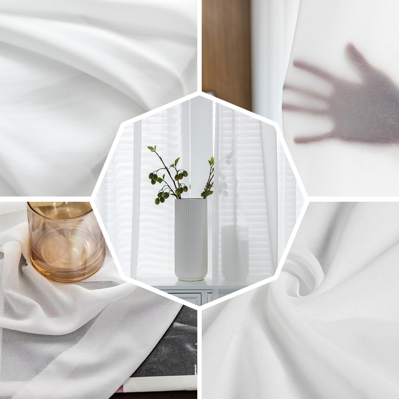 Geometric Stripes Tulle Chiffon Curtains - Image 6