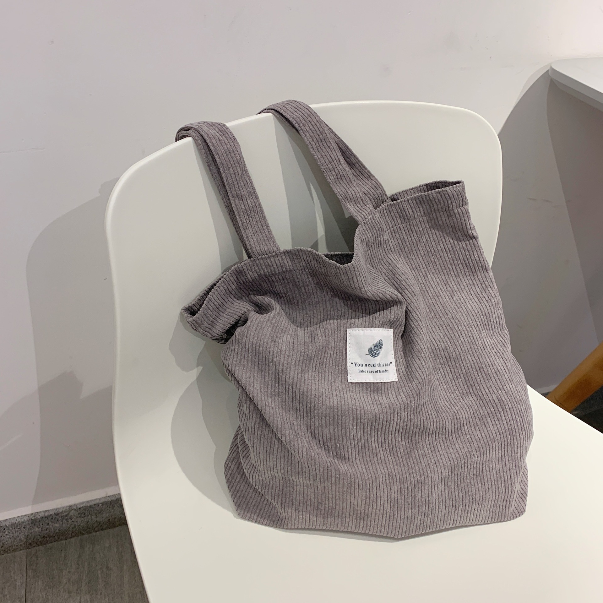 Corduroy Shoulder Bag Reusable Shopping Bags Casual Tote