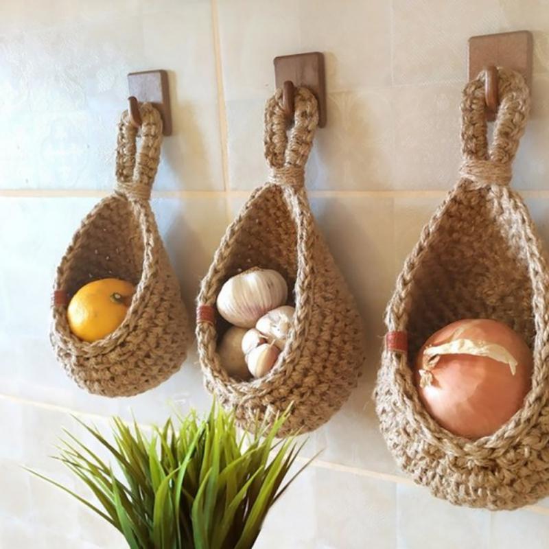 Handmade Jute Vegetable And Fruit Wall Hanging Basket - Image 3