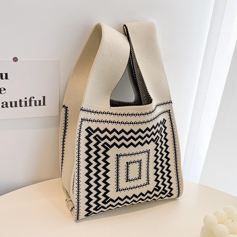 Handmade Knit Handbag Women Mini Knot Wrist-bag Female Bag