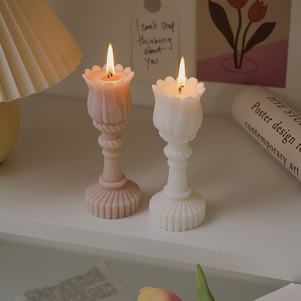 3PCS Handmade Tulip Candle Holder Shape Aroma Scented Home Decoration Candle - Image 5