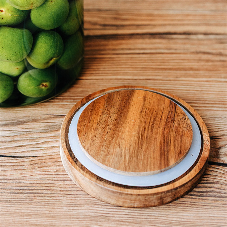 High Borosilicate Glass Acacia Wood Lid Glass Jar Food Airtight Storage Jar - Image 3