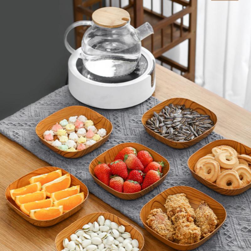 Imitation Wood Snack Plates Plastic Creative Square Cake Plate - Image 3