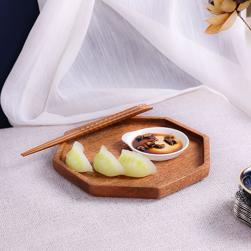 Japanese-Style Ebony Plate Simple Eight-Deformed Dinner Plate Wooden Tray - Image 2
