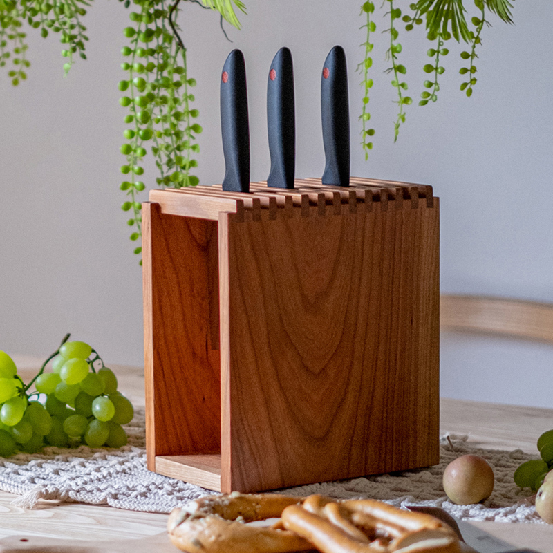 Knife Holder Solid Upscale Wood Japanese Knife Block Shelf - Image 2