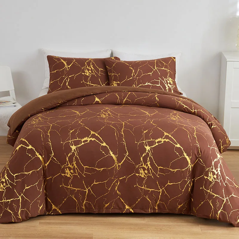 Marble Hot Stamping Double Duvet Cover Set 220x240 Luxury King Size Bedding Set - Image 2