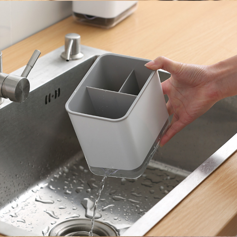 Multifunctional Chopstick Spoon Storage Holder Plastic Drainer - Image 3