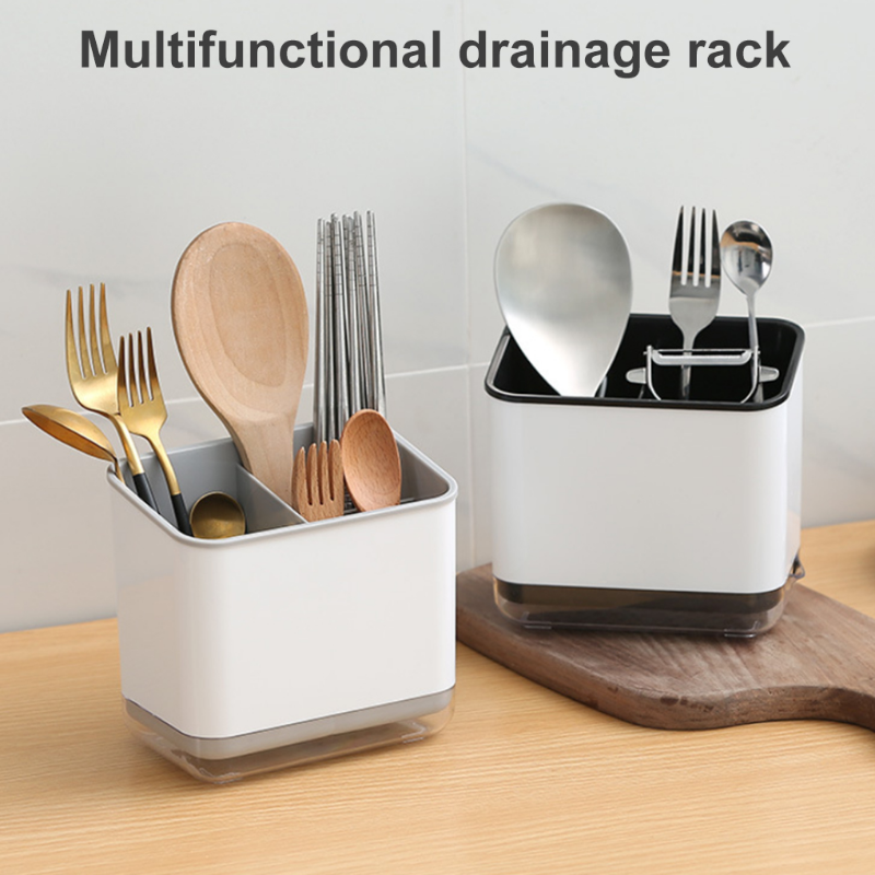 Multifunctional Chopstick Spoon Storage Holder Plastic Drainer - Image 5