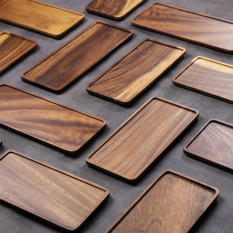 Natural Wooden Tray Rectangular Plate Fruit Snacks Food Storage Trays - Image 3