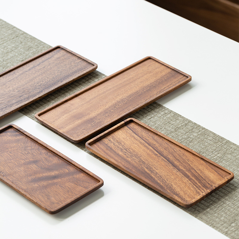 Natural Wooden Tray Rectangular Plate Fruit Snacks Food Storage Trays - Image 4