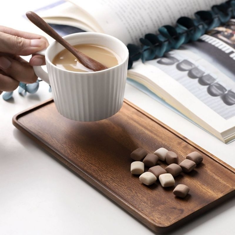 Natural Wooden Tray Rectangular Plate Fruit Snacks Food Storage Trays