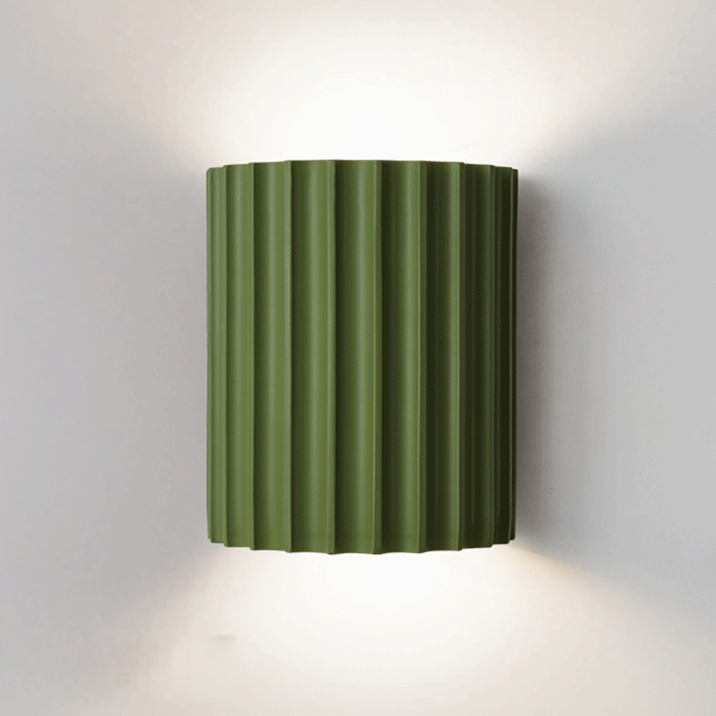 Nordic Green Resin LED Bedside Table Bedroom Art Wall - Image 2