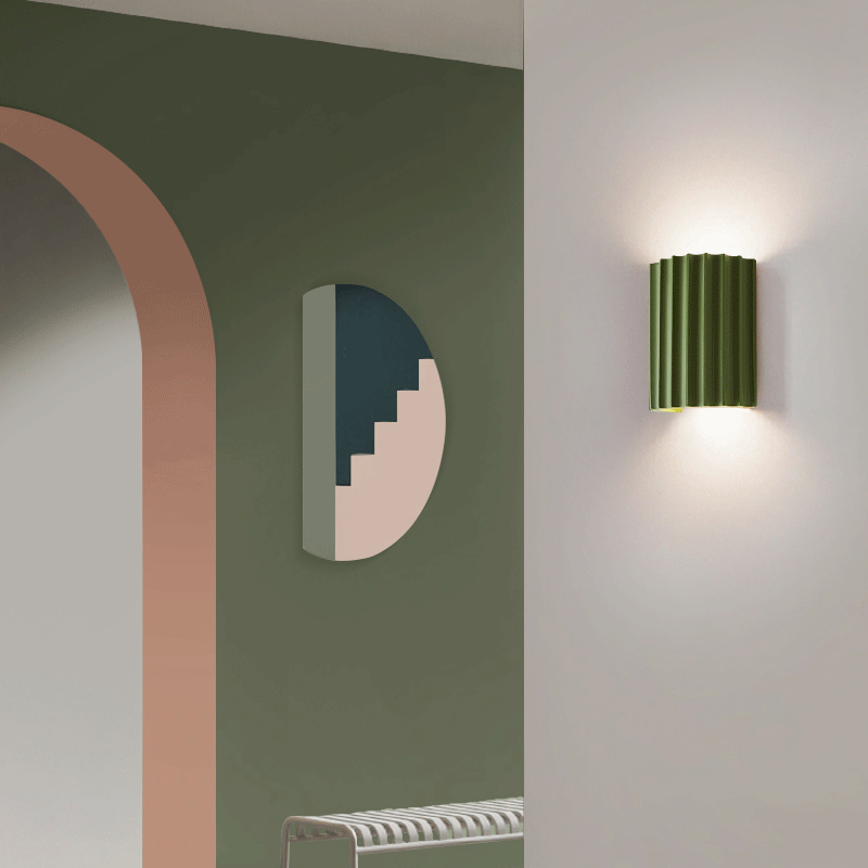 Nordic Green Resin LED Bedside Table Bedroom Art Wall - Image 3