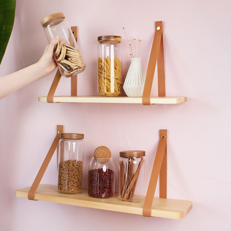 Nordic Wooden Wall Shelf Living Room Space Saving Storage Shelf
