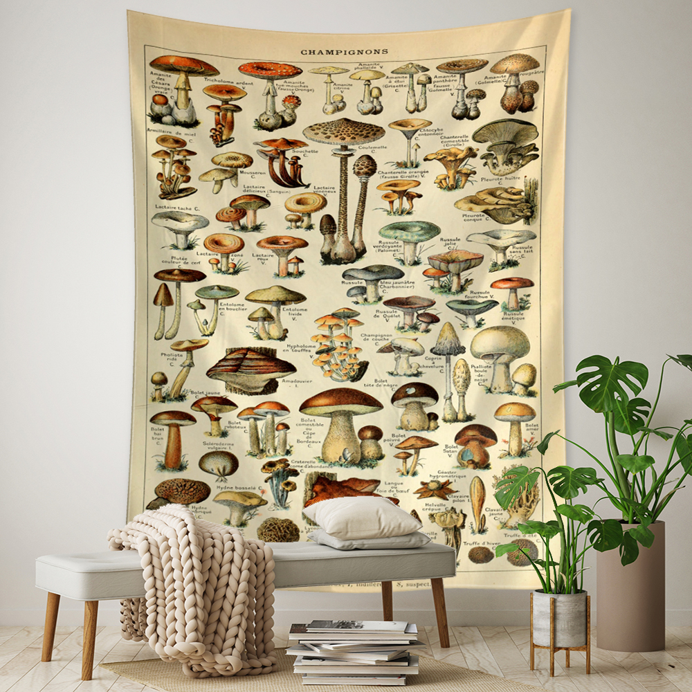 Plant Mushroom Fluorescent Tapestry Hippie Boho Style Home Decoration