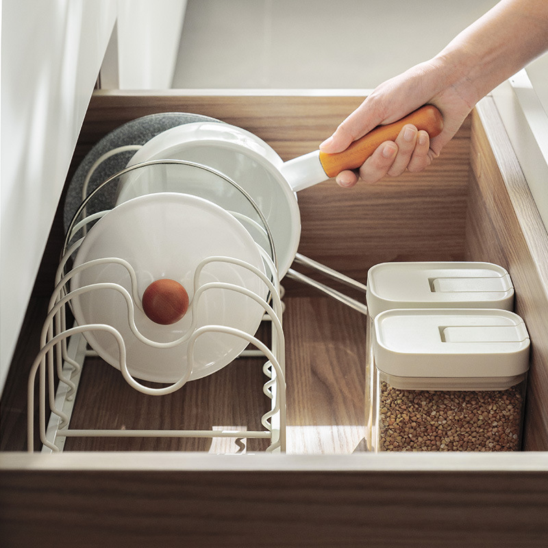 Retractable Countertop Pot Cover Rack Bracket - Image 4