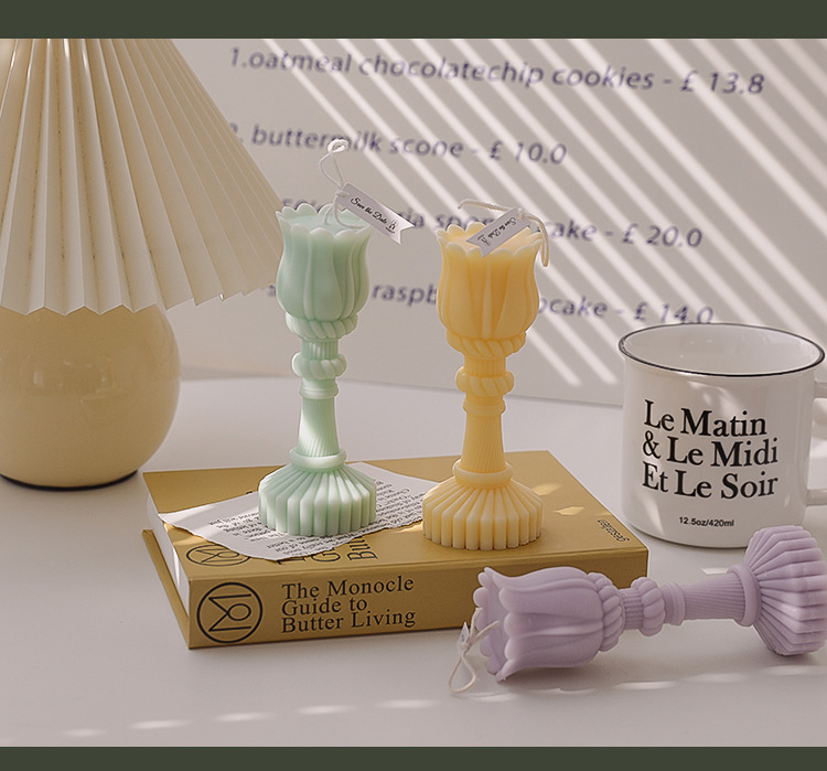 3PCS Handmade Tulip Candle Holder Shape Aroma Scented Home Decoration Candle - Image 4