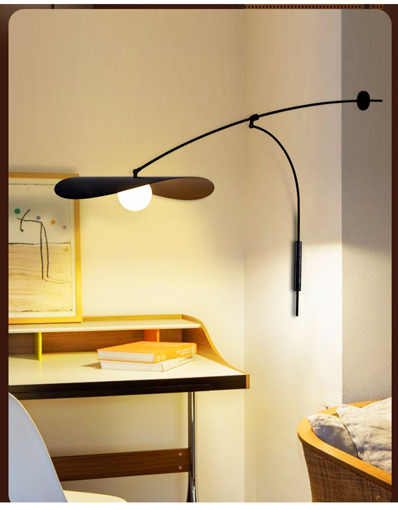 Nordic LED Adjustable Black Long Arm Wall Lamp - Image 5