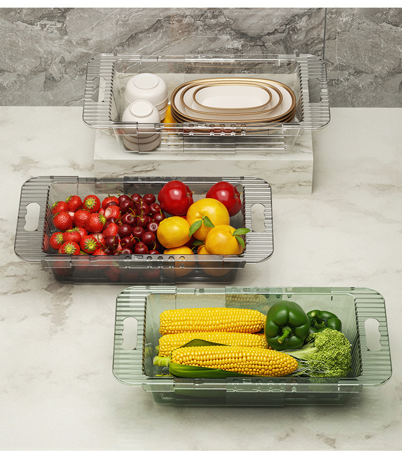 2PCS/Set Light and Luxurious Retractable Vegetable Wash and Drain Basket - Image 3