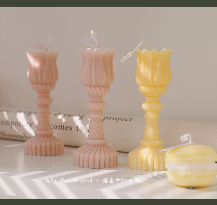 3PCS Handmade Tulip Candle Holder Shape Aroma Scented Home Decoration Candle - Image 2