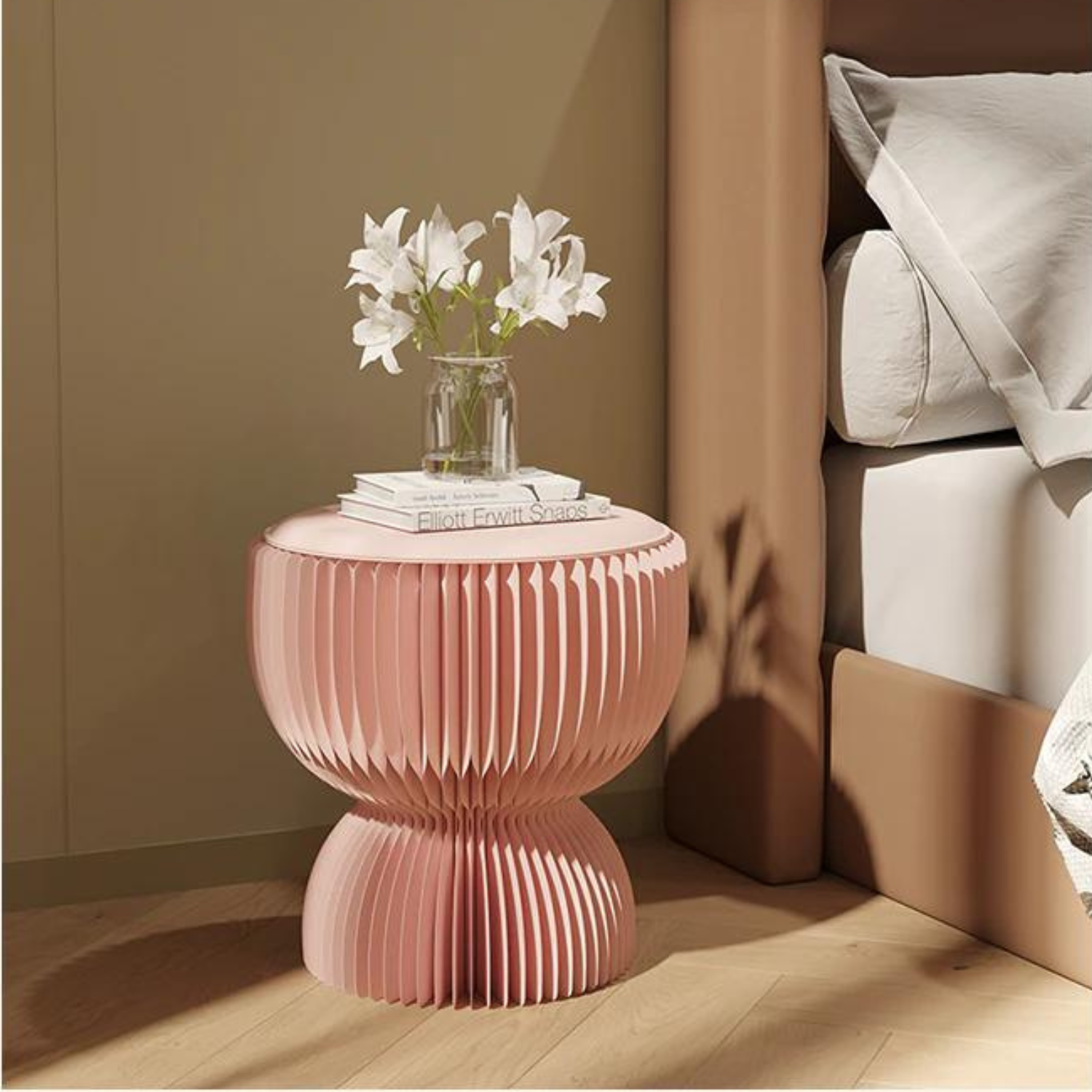 Nordic Folding Stool Mobile Coffee Tables Pink