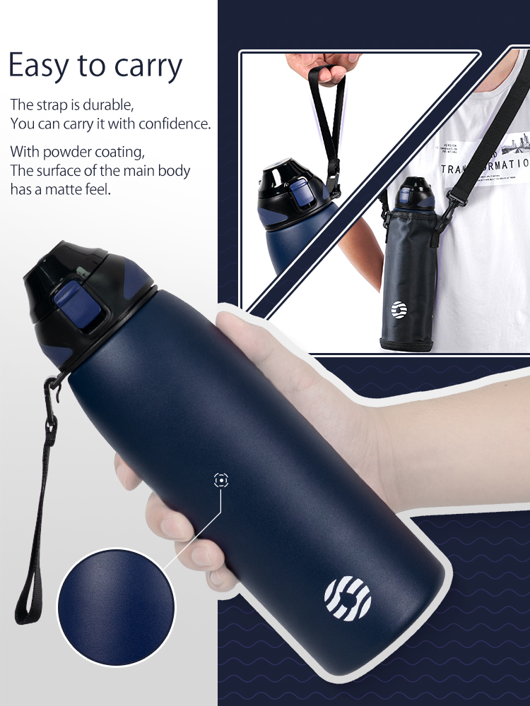 1L Stainless Steel Sports Tumbler Warm and Cold Drink Cup with Carry Bag - Image 4