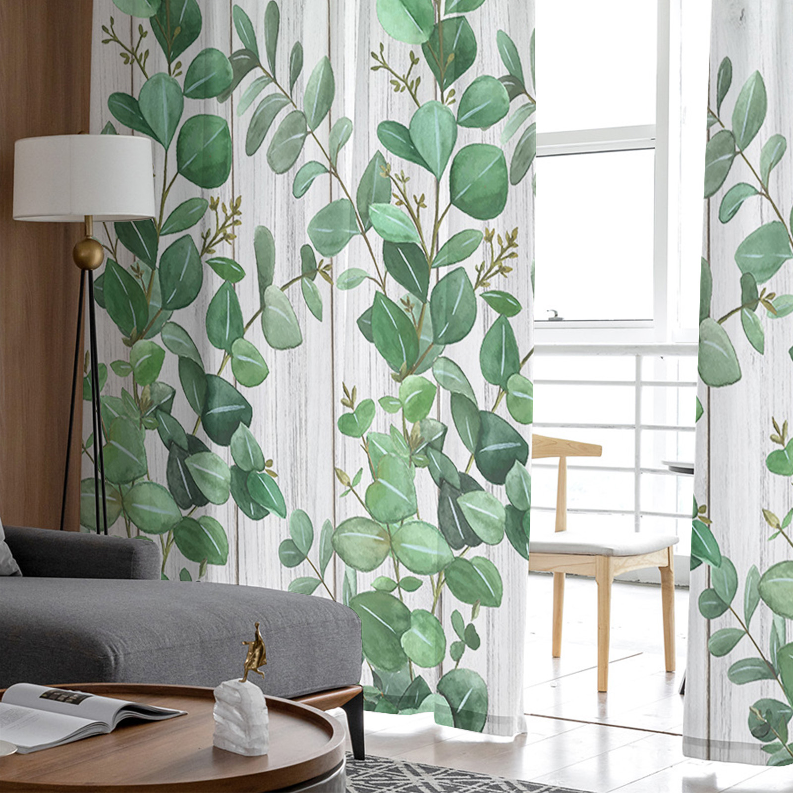Simple Plant Leaves Spring Chiffon Curtains - Image 7