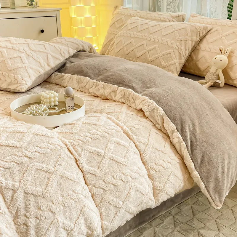 Taffel Velvet Duvet Cover for Winter Super Warm Soft Solid Color Comforter Cover