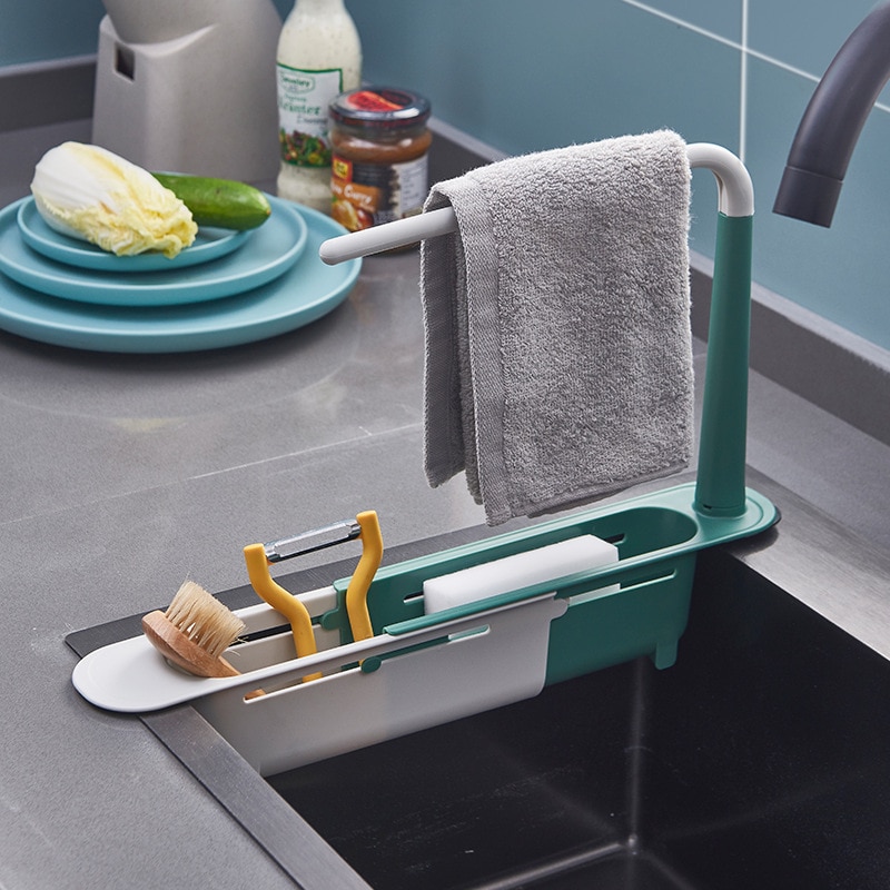 Kitchen Sink Soap Organizer Accessories, Green