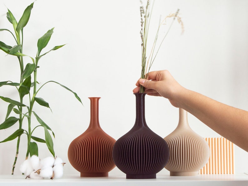 Unique Shelf Decor, Dried Flower Vase, Nordic Home Decoration Modern Decor Objects - Image 3