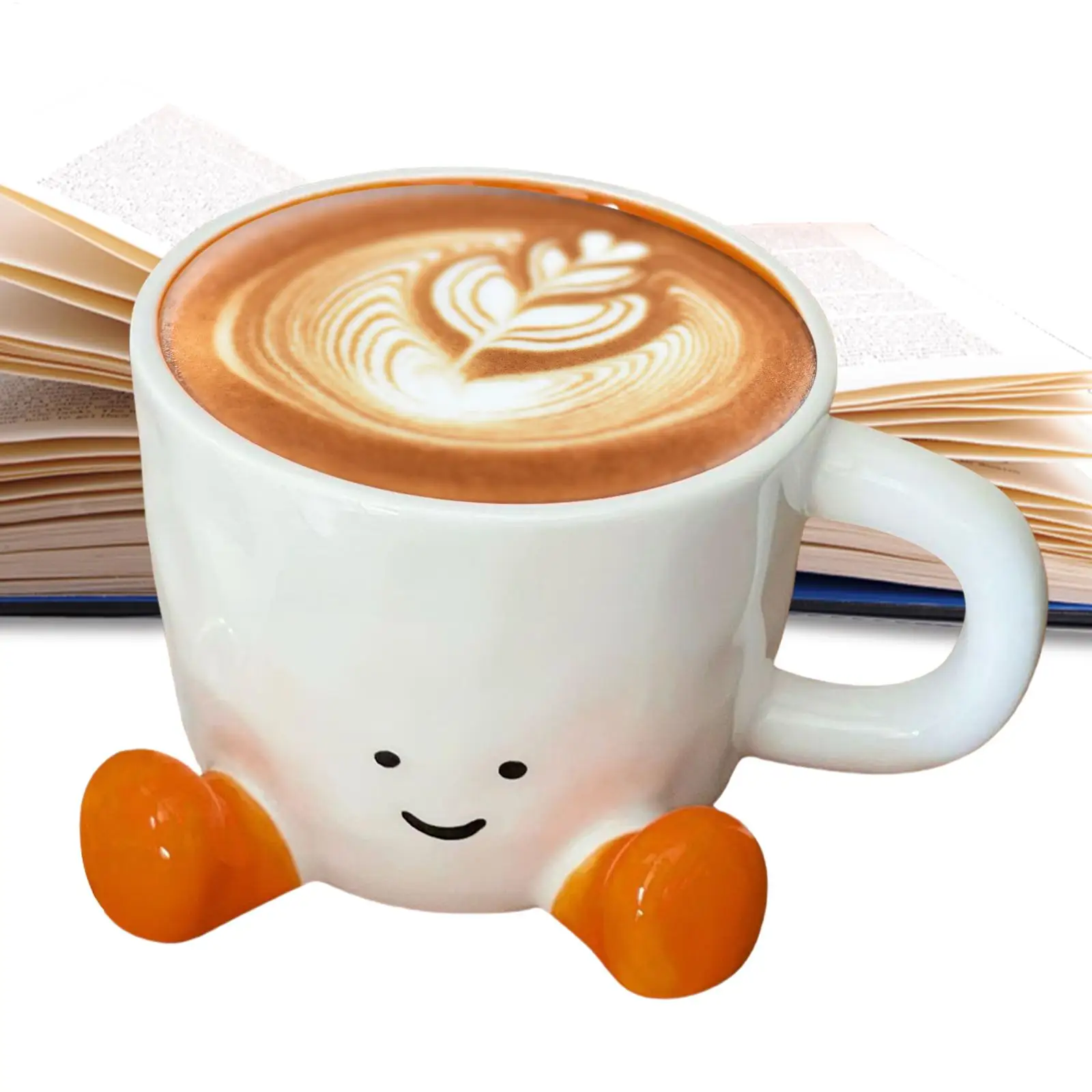1pcs Happy Face Coffee Mug With Handle Ceramic Coffee Cup With Cute Feet Water Cups Birthday Gifts Office & Home Decors - Image 4