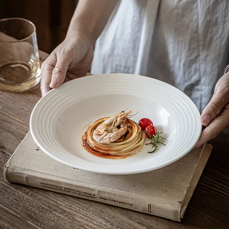 Ceramic Straw Hat Plates, Japanese High-end White Dessert Plates, Household Vegetable Tableware, Dinner Bowls and Dishes - Image 4