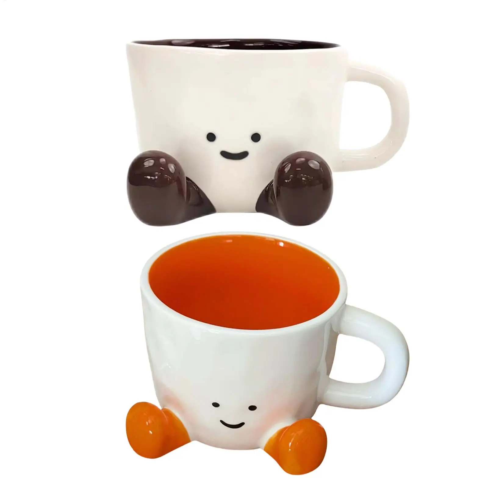 1pcs Happy Face Coffee Mug With Handle Ceramic Coffee Cup With Cute Feet Water Cups Birthday Gifts Office & Home Decors - Image 3