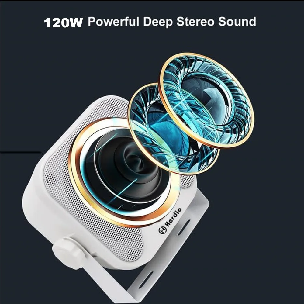 Herdio 4 Inch Heavy Duty Waterproof Boat Marine Box Outdoor Speakers Surface Mounted For Skid Steer ATV UTV RZR Golf Cart 2Pcs - Image 2