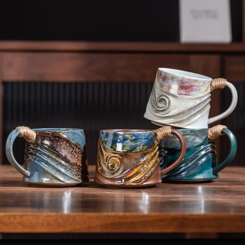 320ML Ceramic Mug Creative Spiral Hemp Rope Vintage Office Afternoon Tea Coffee Mug Living Room Decoration Household Cup Gift - Image 2