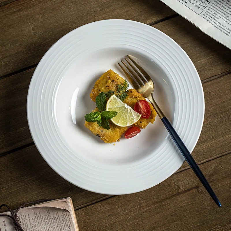 Ceramic Straw Hat Plates, Japanese High-end White Dessert Plates, Household Vegetable Tableware, Dinner Bowls and Dishes - Image 5