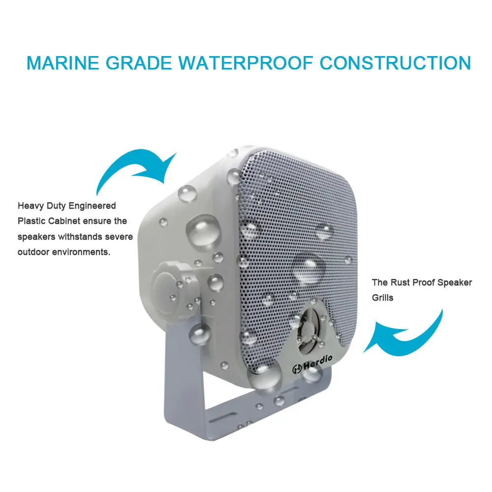 Herdio 4 Inch Heavy Duty Waterproof Boat Marine Box Outdoor Speakers Surface Mounted For Skid Steer ATV UTV RZR Golf Cart 2Pcs - Image 5