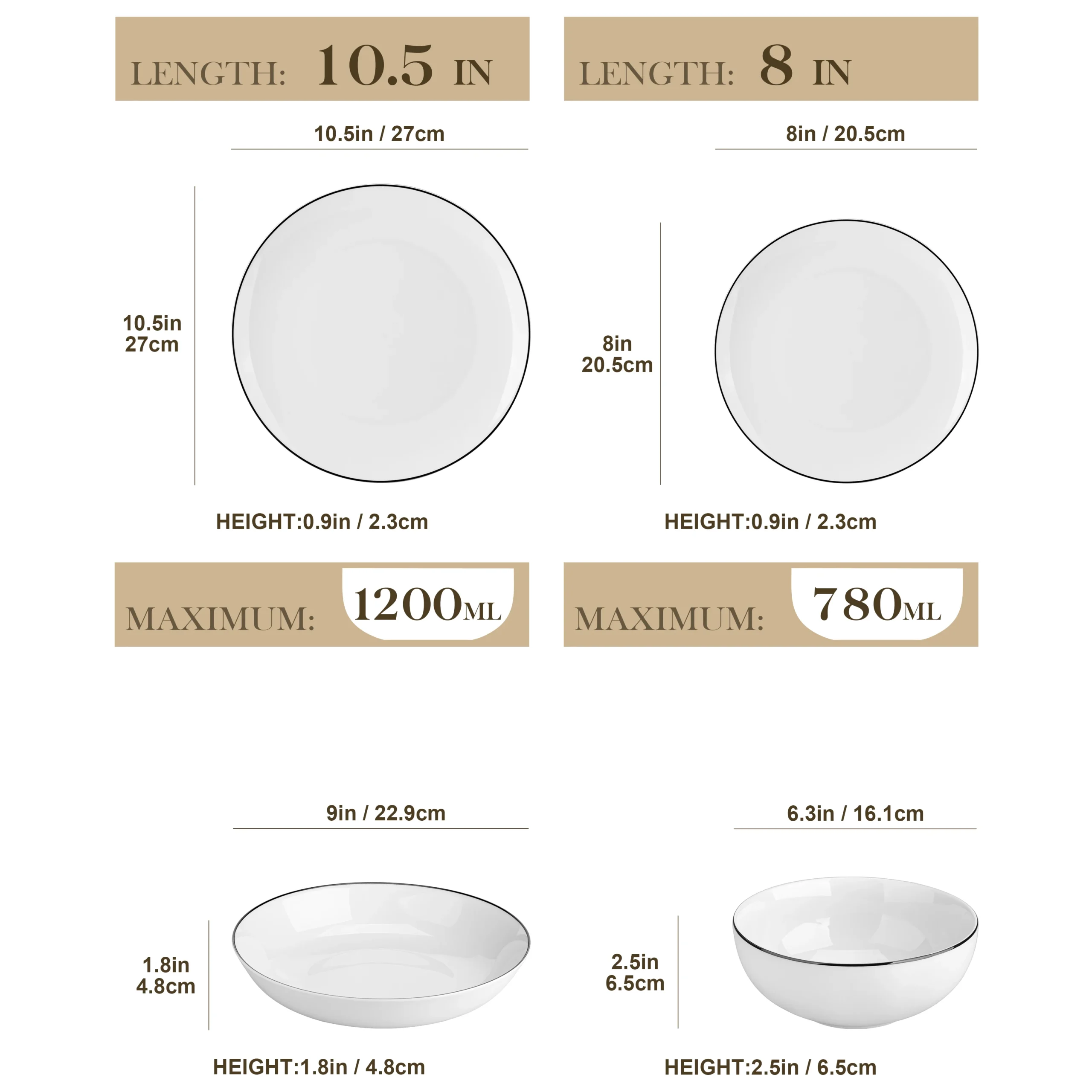 MALACASA AMELIA 24/48 Piece Porcelain Plates Sets with 12*Soup Dinner Plates Dinnerware Set Service for 12/24 Person - Image 2